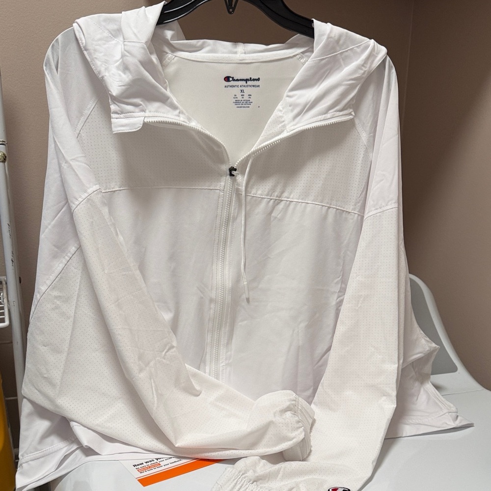 Champion Classic White Zip-Up Hoodie